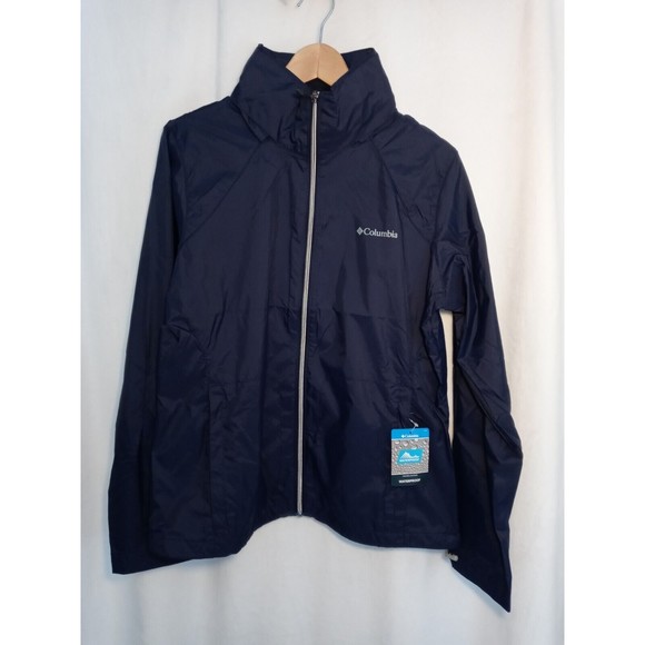 COLUMBIA Switchback™ III  Rain Jacket Navy Blue Hood Pockets Size L - Picture 1 of 16